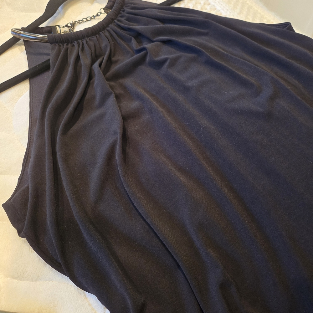 Jessica Simpson Sleeveless black Halter dress with Gathered Neckline